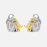 Bicolor Silver and Gold Hug Earrings