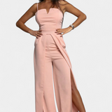 Prescillia Mono con Tirantes de Espagueti y Pierna con Abertura