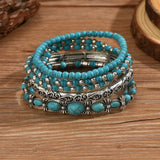 Conjunto de pulseras boho con cuentas en tono turquesa
