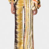 Sybella Conjunto de Dos Piezas con Hombros Descubiertos y Pantalones Amplios Estampados