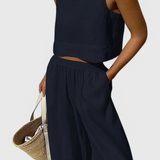 Avelina Conjunto Minimalista en Algodón y Lino Ligero