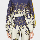 Sybella Conjunto de Dos Piezas con Hombros Descubiertos y Pantalones Amplios Estampados