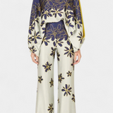 Sybella Conjunto de Dos Piezas con Hombros Descubiertos y Pantalones Amplios Estampados