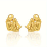 Bicolor Silver and Gold Hug Earrings