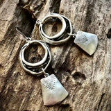 Pendientes Vintage Cuadrados de Plata Colgantes