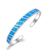 Pulsera Ajustable de Plata con Ópalo Azul Fuego