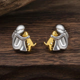 Bicolor Silver and Gold Hug Earrings