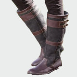 Laura | Botas Altas De Cuero Retro Con Detalles Modernos