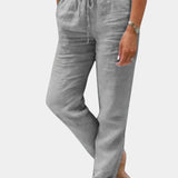 Violeta Pantalones de Lino Mezclado Ajuste Relajado