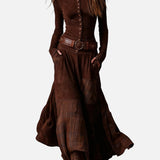 Kalina | Vestido maxi de terciopelo con cinturón