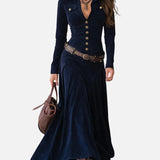 Kalina | Vestido maxi de terciopelo con cinturón