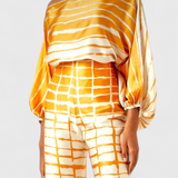 Sybella Conjunto de Dos Piezas con Hombros Descubiertos y Pantalones Amplios Estampados