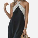 María - Vestido elegante con espalda descubierta y cuello cruzado a la moda