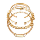 Juego de Pulseras de Cadena de Metal de 4 Piezas