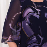 Shriley Vestido de Gasa con Estampado Midnight Swirl y Silueta Fluida