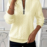 Amalie - Suéter de punto trenzado con cremallera para mujeres