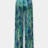 Inna Pantalones Rectos de Cintura Alta con Estampado de Mármol