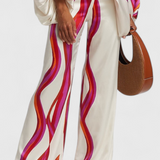 Sybella Conjunto de Dos Piezas con Hombros Descubiertos y Pantalones Amplios Estampados