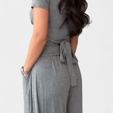 Ruslana Conjunto Cómodo de Dos Piezas con Escote en V Cruzado