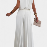 Liora Conjunto de Dos Piezas con Top Estructurado y Pantalón Plisado