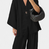 Eli Conjunto Oversize de Top con Cuello en V y Pantalón Recto