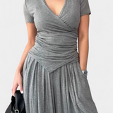 Ruslana Conjunto Cómodo de Dos Piezas con Escote en V Cruzado