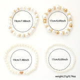 Juego de pulseras elegantes en forma de corazón adornadas con perlas