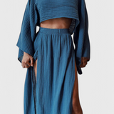 Martha Conjunto de Dos Piezas con Falda de Abertura Alta