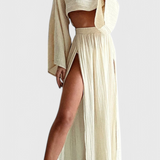 Martha Conjunto de Dos Piezas con Falda de Abertura Alta