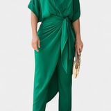 Mayleen Conjunto Cruzado con Lazo Frontal y Pantalón Recto