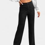 Nova Pantalones Rectos de Cintura Alta y Elasticidad