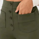 Nova Pantalones Rectos de Cintura Alta y Elasticidad