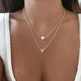Elegante Conjunto de Collares con Corazón y Perla