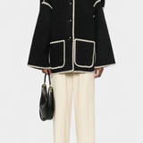 Pauline | Abrigo de Corte Suelto con Bufanda de Flecos Incorporada