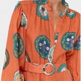 Sibley Vestido Maxi de Lino con Estampado Exclusivo y Cinturón