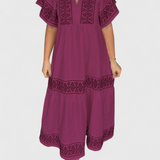 Allona Vestido Maxi Boho con Escote en V y Corte Relajado
