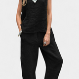 Leona Conjunto de Chaleco y Pantalón Sin Mangas en Algodón Lino