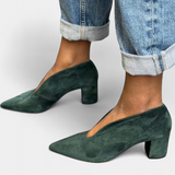 Hazel Tacones Gruesos en Verde Oscuro