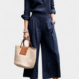 Sabina Conjunto Rosa de Camisa Suelta y Pantalones Capri