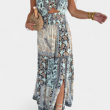 Edurne Vestido Largo Estampado con Escote Palabra de Honor