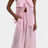 Oriana Conjunto Strapless con Falda de Abertura en Color Liso