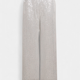 Elva Pantalones de Lentejuelas de Cintura Alta y Corte Holgado