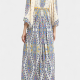 Novia Vestido Largo con Escote en V y Estampado Paisley Elegante