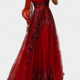 Becca Vestido Maxi de Chiffón con Hombro Descubierto y Flor Voluminosa