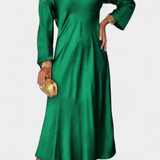 Riva Vestido Fluido con Escote en V y Mangas Largas