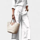 Sabina Conjunto Rosa de Camisa Suelta y Pantalones Capri