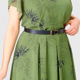 Lupita Vestido Midi de Chiffon Verde con Corte en A