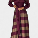 Nessia Vestido Camisero Largo a Rayas con Cinturón