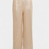 Elva Pantalones de Lentejuelas de Cintura Alta y Corte Holgado