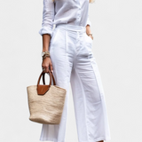 Sabina Conjunto Rosa de Camisa Suelta y Pantalones Capri